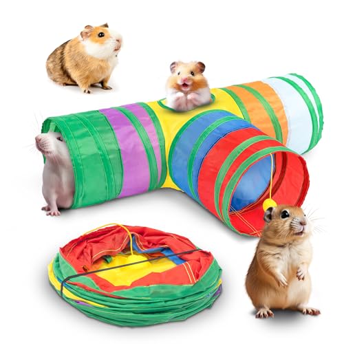 Tunnels with 3-Way Entrance - Cozy, Washable Guinea Pig Hideout - Interactive Cage Toys (Multicolor) - color: Multicolor