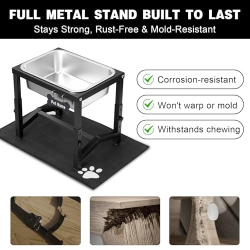 2 Gallon Elevated Large Dog Water Bowl, 4 Adjustable Height 10.5-15.8'' Raised Stainless Steel Bowl Stand with Anti-Slip Mat for Large Breed, Metal Dog Feeding Station for Relief Joint Pressure - size: 2 gallon