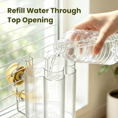 8.4 Oz No Mess Bird Water Feeder, Auto Parrot Cage Water Dispenser (Yellow) | Magnetic Mount, Drip-Free, Easy Top Refill, Mount Inside or Outside Cage, for Parakeets Cockatiels Budgies Lovebirds Canary - color: Yellow