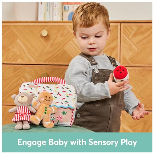 GUND Baby Play Soft Collection, My First Gingerbread House 5-Piece Playset with Rattle, Squeaker and Crinkle Plush Toys, Sensory Toy for Babies, 7.5” - style: Gingerbread House