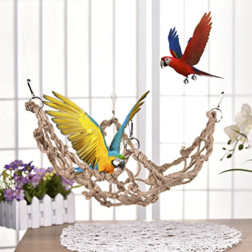 Litewoo Bird Rope Perch Swing Climbing Net Toy Parrot Hammock for Cockatiels Conures Budgie Parakeet Cockatoo Rat Gerbil Chinchilla L - color: XL: 23.62 x 23.62inch/ 60 x 60cm