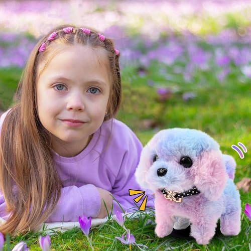 Easfan Walking Puppy Stuffed Animal Dog Barking Plush Toy Gift for Kids 7" | Tail wagging head nodding, Interactive educational plush, electronic animated pet, Easter Christmas birthday gift - style: Dog