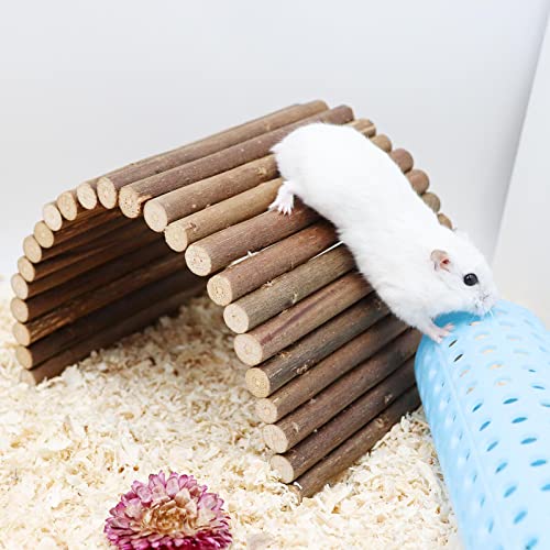 Hermit Crab Climbing Toys, Wooden Hermit Crab Hideout, Reptile Tank Habitat Decor, Bendable Ladder Bridge Tunnel Toys for Lizard Chameleon Hamster Rats Chinchilla Guinea Pig Rabbit Bearded Dragon - style: 11.8×5.9 Inches