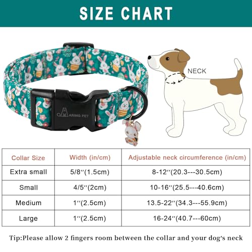 ARING PET Easter Dog Collar-Cute Green Easter Eggs Dog Collar, Adjustable Carrot&Rabbit Pet Collars Puppy Collar Gifts with Quick Release Buckle for Girl&Boy Dogs - color: Easter rabbit, size: X-Small