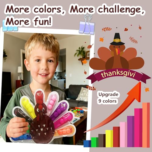 Color Sorting Toys, Squeeze Sensory Fidget Toys for Toddlers, Fine Motor Skills Sensory Toy, Montessori Learning Toys for Preschool Learning, Sensory Activity Toy for Kids 3+ & Adults - style: Turkey