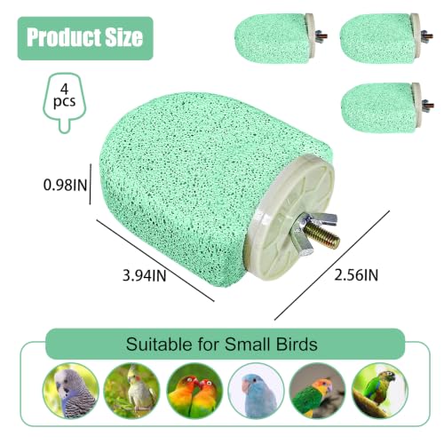 4Pack Bird Perch Stands Parrot Beak Grinding Stone Platform,Green-S | Parakeet Foot Claws Trimmer,Calcium Perch Climbing Chewing Toys for Small Medium Birds Cockatiel Conure Lovebird Budgie - color: 4Pack Green | S