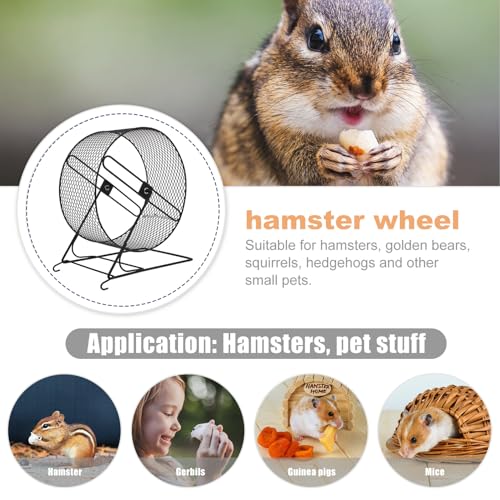 TEHAUX Silent Hedgehog Running Wheel Pet Exercise for Hamsters Squirrels Gerbils Black Iron Small for Healthy Active Small Pets