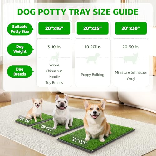 Portable Dog Grass Pad with Tray 20"x30", for Indoor Outdoor Potty Training | Dog Litter Box, Easy to Clean, Pet Loo, Artificial Grass Patch, Washable Pee Pad, Ideal for Patio Balcony Apartment - size: 20"x30"（Potty System)