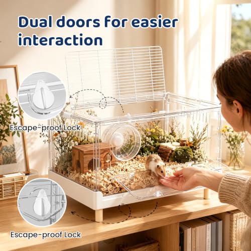 Hamster Cage Foldable, 28Inch Large Acrylic Rat Cage and Habitats | Stackable with Top Access Easy Assemble for Syrian Dwarf Hamsters Gerbil Mouse Hedgehog Guinea Pig Small Animals