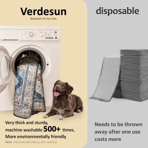 Washable Pee Pads for Dogs, Reusable Puppy Potty Training Pads, Ultra-Absorbent Thick Waterproof Leak-Proof Non-Slip Pads & Mat for Crate, Playpen, Floor, Whelping & Housebreaking , 2 Pack 18"x24" - color: Brick/Blue, size: 18" ×24"(pack of 2)