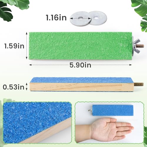 Mygeromon Sugar Glider Toy Climbing Steps Rat Cage Platform Accessories | Wood, 4 Pcs, Small Animal, Squirrels, Chinchillas Enrichment Supplies, Blue, Green