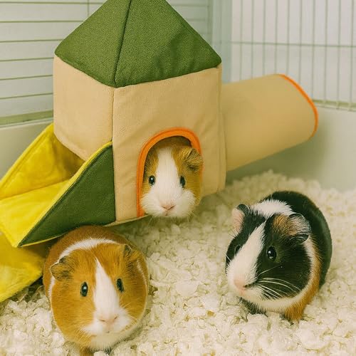 Hamster Hideout Tunnel, Castle Toy Play Tube for Small Pets, 3 Cave House for Gerbil, Mouse, and Small Rodents Chinchilla Rat Hedgehog