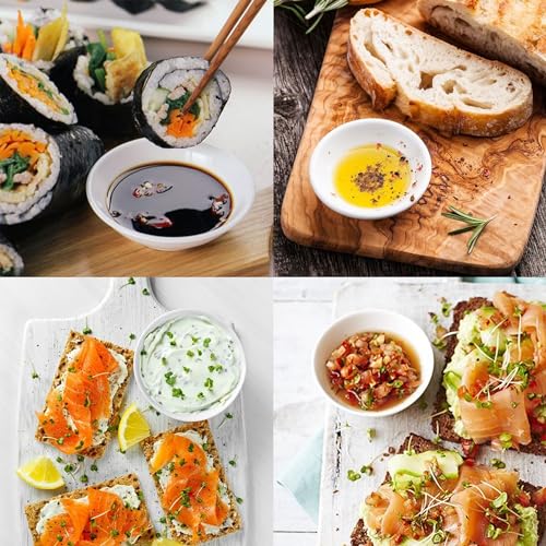UIBFCWN 20 Pack Ceramic Dipping Bowls, 3 Inch Dipping Sauce Bowls/Dishes, 1.2 oz Soy Sauce Dish, Asian Dipping Dishes for Ketchup, BBQ, Side Dish, Sushi, Condiments, Appetizer - color: Round, size: 20 Pack