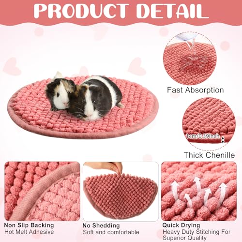 4 Pcs Guinea Pig Cage Liner 7.8 Inch Round Washable Chenille Pee Pads Pet Dog Cat Bedding Training Mat Reusable for Small Animals Puppy Bunny Hamster Chinchilla - color: Mixed Color, size: Diameter 7.8 Inch, style: Low Pile Chenille