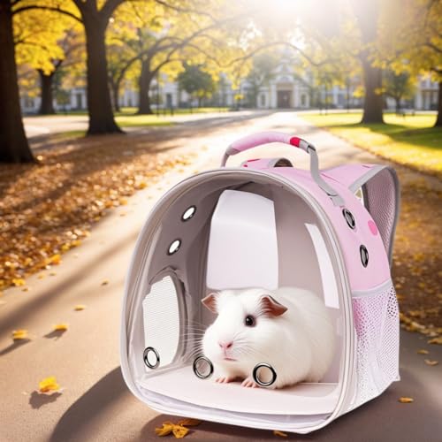 Portable Small Animal Backpack Travel Breathable Pet Carrier Bag Cages for Guinea Pig, Rabbit, Bearded Dragon, Squirrel, Tortoise, Bird, Lizard, Sugar Glider - color: Flower Print