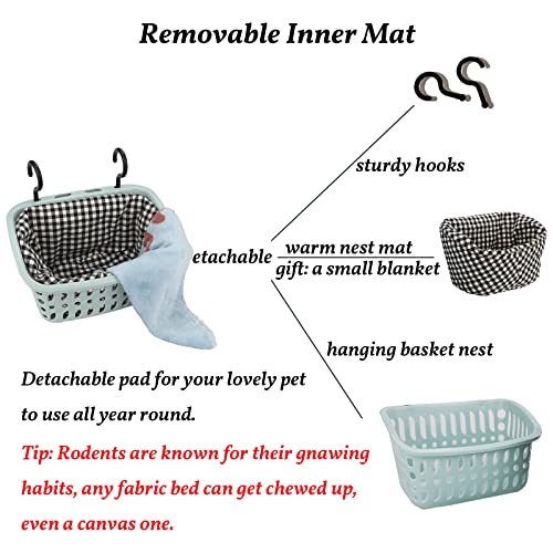JWShang Rat Hammock for Cage, Chew Proof Hanging Basket Bed with Sturdy Hooks, Pet Cage Accessories, Safe Cozy Small Animal Rodent Hammock for Sugar Glider Mice Snuggling Sleeping - color: Blue, size: Small