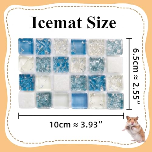Magnetic Hamster Hideout with Open Lid & Crystal Cooling Pad Set, Visible Hamster House, Summer Cooling Ice Bed, Small Animal Houses & Habitats, Hamster Cage Accessories for Dwarf Mice Rat (Yellow) - color: Yellow