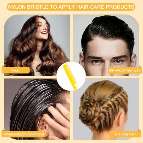 SIMPOR 3 Row Hair Comb for Natural Detangling Curly, Hair Styling Brush, Nylon Bristle Unbraider Teasing Rat Tail Comb for Women Men Yellow - color: Yellow