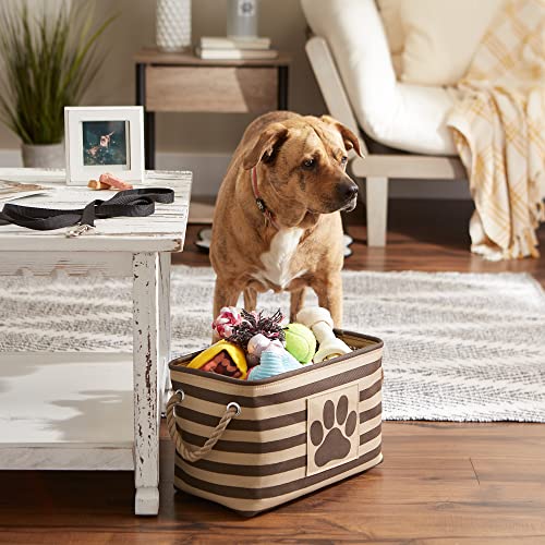 Bone Dry Pet Storage Collection Striped Paw Patch Bin, Small Rectangle, Brown - color: Brown, size: Small Rectangle