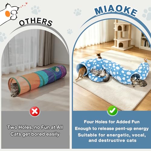 3-in-1 Bunny Tunnel Bed,Collapsible Rabbit Tunnel Toy,Portable Playground | Multi-Functional Collapsible Tunnel Tubes Toys, Three Play Shapes, Suitable for Cats, Puppies, Rabbits, and Ferrets - color: Blue