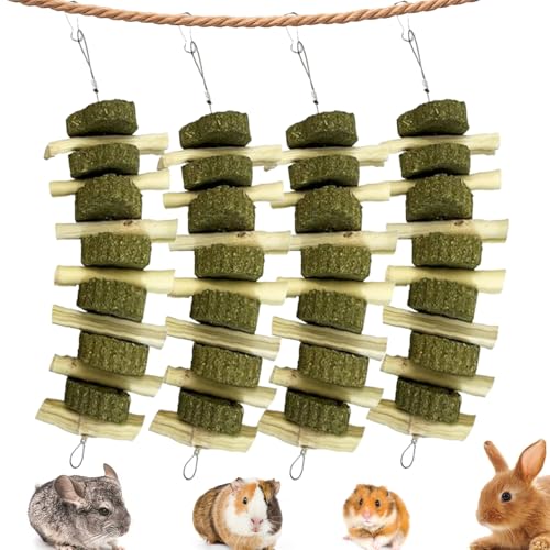 kathson Rabbit Treats Bunny Chew Toys for Teeth Grinding, Organic Bamboo Sticks Natural Guinea Pig Enrichment Toys for Small Animals Hamster Chinchilla 4 Pack - size: 4PCS