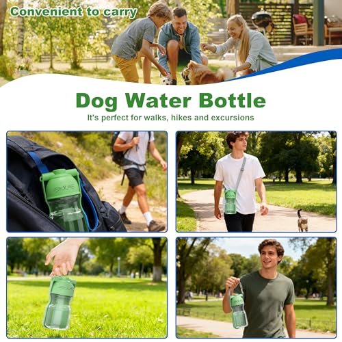 Amerisun Dog Water Bottle, 16.9 OZ Collapsible Leak-Proof Pet Water Bowl | Collapsible Water Bottle,Suitable for Dog, Cat, Puppy, Guinea Pig, Hamster & Bunny. Ideal for Walking, Hiking (A012B-Green) - color: A012B-Green