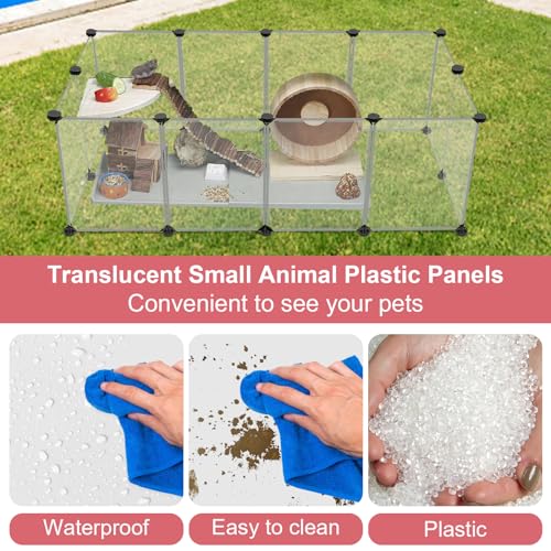 VISCOO 12 Panels Transparent Small Animals Playpen,48" x 24" x 16" Portable Pet Playpen,Plastic Enclosure,Puppy Play Pen for Indoors Outdoor Pet Fence for Guinea Pigs,Bunny,Ferrets,Hamsters,Hedgehogs | Puppy Play Pen Indoors Outdoor,Pet Fence for Guinea P