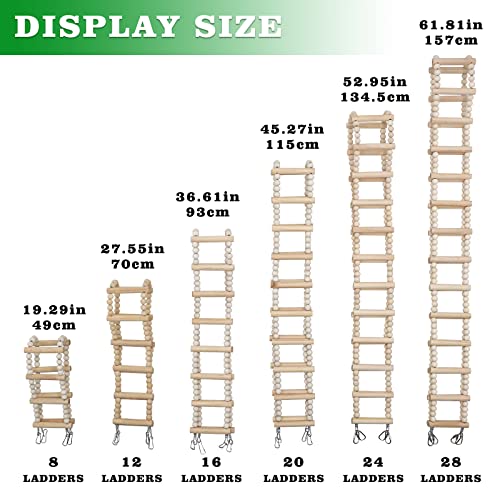 Bird Ladder Bridge, Wooden Pet Hamster Climbing & Swing Toys, Cage Accessories for Birds Rats Parrots Hamster Squirrel Sugar Gliders Parakeets Cockatiels - 8 Steps - 19.3 x 3.14 Inch - size: 8 Steps - 19.3 × 3.14 Inch