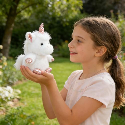 PEACH CAT Unicorn Stuffed Animal Cute Plushies Small Plush Toys Gifts for Kids White (Squeaky) - style: White Unicorn
