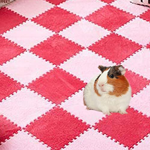 Oncpcare 10Pcs 11” x 11” Guinea Pig Pads Washable, Reusable Guinea Pig Fleece Cage Liners, Soft Warm Rabbit Sleep Mat Blanket Bed (Rose Red) - color: Rose Red X 10