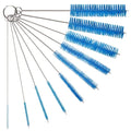 10" Extra Long Tube Cleaning Brush Set - 10 Pack - Blue | Flexible nylon straw brushes for bottles, cleaning straws, pipe cleaners, glass, keyboard, detailing and deep cleaning - color: Blue, size: 10pk - 2mm 3mm 4mm 5mm 6mm 8mm 12mm 16mm 20mm 24mm