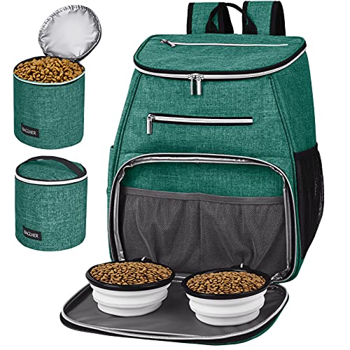BAGLHER丨Dog Travel Bag Backpack, Airline Approved Pet Supplies Backpack, Dog Travel Bag with 2 Silicone Collapsible Bowls and 2 Food Baskets Green - color: Green