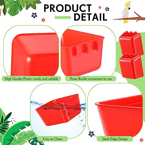 50 Pcs Cage Cups Chicken Feeder Cups 16 oz Hanging Bird Food Water Bowl Bunny Cage Feeding Dish for Pet Parrot Rooster Parakeet Poultry Pigeon(Red) - color: Red