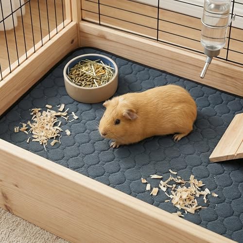2 Pack Guinea Pig Cage Liners - Washable Guinea Pig Pee Pads, Waterproof Reusable & Anti Slip Guinea Pig Bedding Fast and Super Absorbent Pee Pad for Small Animals Rabbit Hamster Rat - size: 17" 24"（2 pack Polyester）