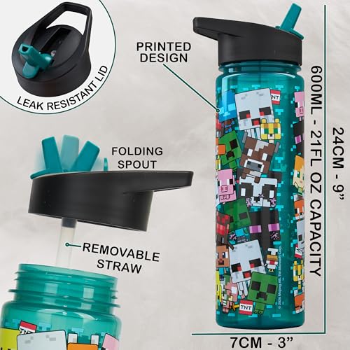 Get Trend Minecraft Kids Insulated Lunch Bag 3Pc Set with Bento Box and 20 fl oz BPA-Free Straw Water Bottle, Lightweight Kids Lunch Box, Gamer Gifts for Boys (Multi Minecraft) - color: Multi Minecraft