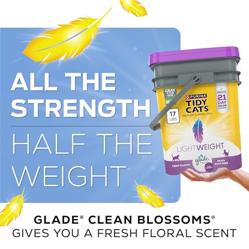 Purina Tidy Cats Light Weight, Low Dust, Clumping, LightWeight Glade Clean Blossoms Multi Cat Litter - 17 lb. Pail - size: 17 Pound (Pack of 1), style: Glade Clean Blossoms