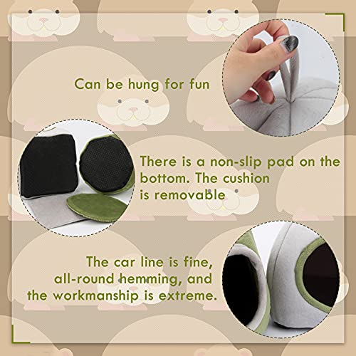 YUEPET Guinea Pig Bed 2 Pack, Washable Guinea Pig Hideouts, Stump & Yurt | Guinea Pig Hideout, Guinea Pig House, Soft Plush Fabric, Removable Cushions, Green Stump & Gray Yurt, Anti-Slip Bottoms - color: Gray Yurt Tent & Green Stump
