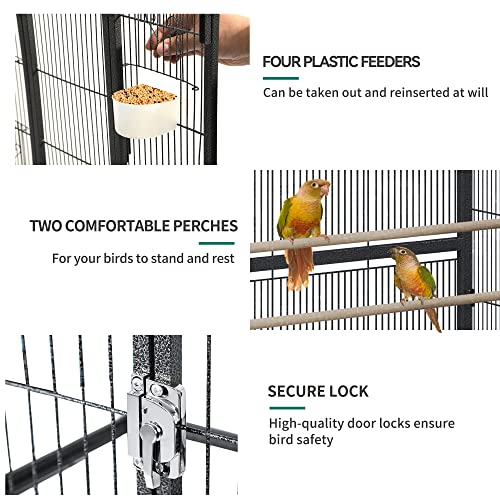 YITAHOME 53 inches Bird Cages for Parakeets, Parrot, Cockatiel, Pigeon | Bird Cages for Parakeets, Parrot, Cockatiel, Pigeon, Birdcage Cover and Bird Cage Seed Catcher - color: Black