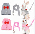2 Pack Adjustable Bunny Rabbit Harness and Leash Set Breathable Mesh Vest Harness for Rabbits Kitten Ferret Puppy Small Pets Walking Supplies-Grey&Pink,L