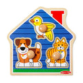 Melissa & Doug Pet Animals Jumbo Knob Puzzle, Wooden Peg Puzzle for Toddlers, Educational Toy for Shape Recognition and Fine Motor Skills, Ages 1+ (Pack of 6) - size: Small (Pack of 6), style: Pets