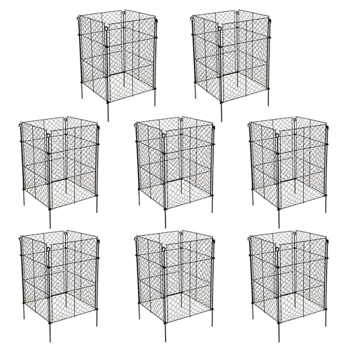 8 Pack Plant Protectors from Animals, 32Pcs DIY Plant Cages 12.6"x12.6"x16", Chicken Wire Garden Animal Barrier, Keep Rabbits & Chipmunks Out for Vegetables, Shrubs & New Plants - size: （12.6"L x 12.6"W x 16"H）8 Packs