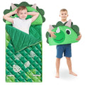 iPlay, iLearn Kid Sleeping Bag, Dinosaur Slumber Sack, Toddler Boy Nap Mat | 2 in 1 Green Dinos Cushion Pillow Blanket, Happy Travel Sleepover Daycare Preschool Birthday Gift for 3 4 5 6 Years Old Child - style: Dinosaur