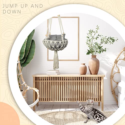 3 Pcs Macrame Cat Hammock, Including Hanging Kitten Bed Scratcher Scratch Pad Swing Bed for Small Cat Small Dog(40 x 12 Inch,Cute Style)