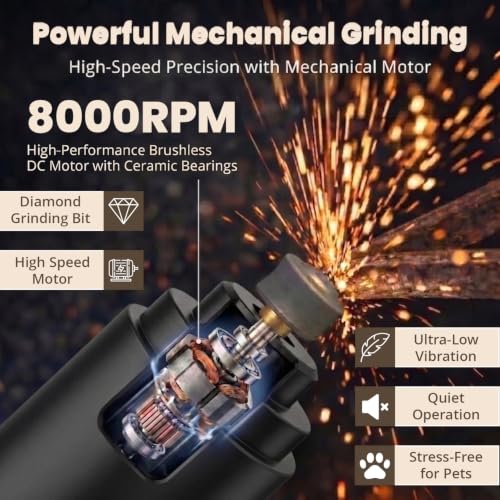 2-in-1 Dog & Cat Nail Clipper and Grinder with Light - USB Rechargeable Pet Nail Trimmer with Safety Guard for Thick Nails, Quiet Professional Grooming Tool - color: black