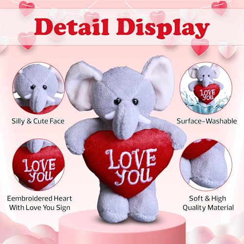 Elephant Stuffed Animal 8 Inches Surprise valentines day stuffed animals Hideaway Spring Inspired Gift for Girls and Boys Birthday, Valentine’s day, Easter day (Elephant stuffed animal) - style: Valentine Elephant Stuffed Animal