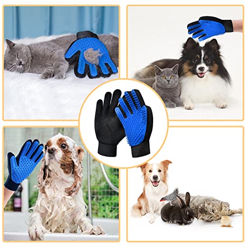 Cat Grooming Glove Brush, Pet Hair Remover Tool, 1 Pair Reusable Dog Hair Fur Remover for Carpet, Furniture, Couch, Clothes, Eco-Friendly and High efficiency (Blue) | Reusable Dog Hair Fur Remover for Carpet, Furniture, Couch, Clothes, Eco-Friendly and Hi
