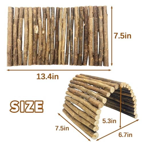 BNOSDM 2PCS Reptile Hideout Wooden Bridge 7.5"x13.4" Lizard Hide Caves Bearded Dragon Habitat Accessories for Gecko Snake Frog Chameleon Iguana Tortoise