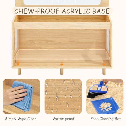 Wooden Hamster Cage, 31.5" Large Small Animal Cage with 19.7" Tall Habitat, Openable Top, Chew-Resistant Acrylic Panels, Wood Enclosure for Gerbil & Guinea Pig (31.5 * 15.75 * 19.7 inch) - size: 31.5"L x 15.8"W x 19.7"H