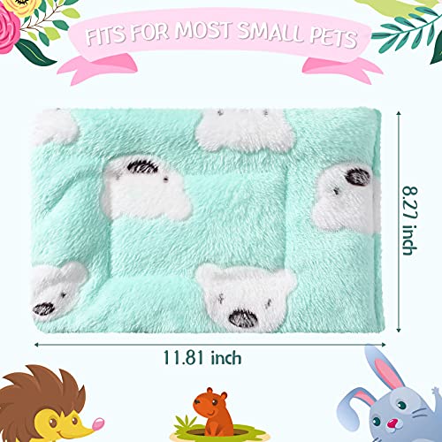 Jetec 2 Pieces Guinea Pig Bed Rabbit Bed Warm Small Animal Hamster Bunny Mats Winter Warm for Bunny Hamster Squirrel Hedgehog Chinchilla Small Animal Accessories(Green, Blue,Bear Pattern) - color: Green, Blue
