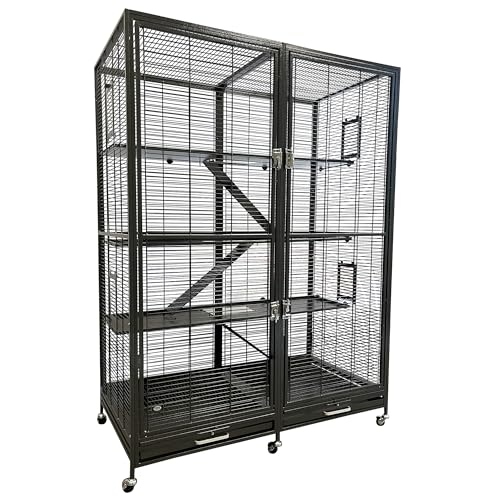 Borneo Small Animal Cage - for Sugar Gliders, Squirrels, Marmosets & Other Small Pets (Cage + Shelf & Ladder Set) - size: Cage + Shelf & ladder Set